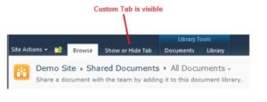 Show or Hide Ribbon Tab Based on User Permissions by Johan Olivier, custom tab is now visable