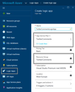 Store Twitter mentions on blog posts in Azure database using Azure Logic App and Azure API App