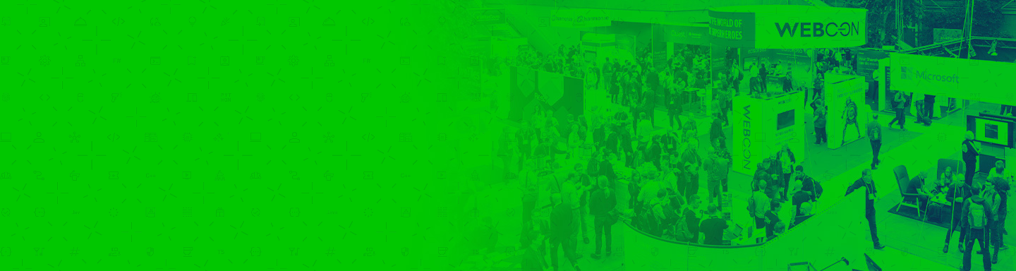 Green hero banner, full expo image