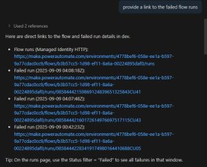 power platform mcp investigating power automate flow runs with AI