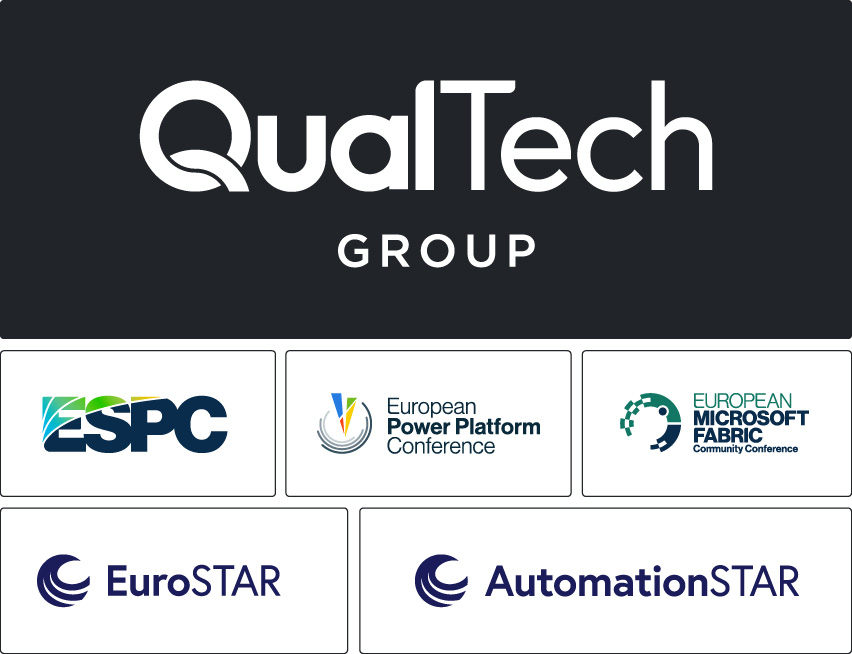 a collection of logos that make up the portfolio of conferences organised by QualTech Group