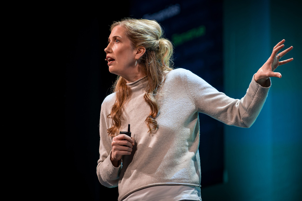 Jaime Teevan speaking from the stage during the ESPC Dublin25 keynote