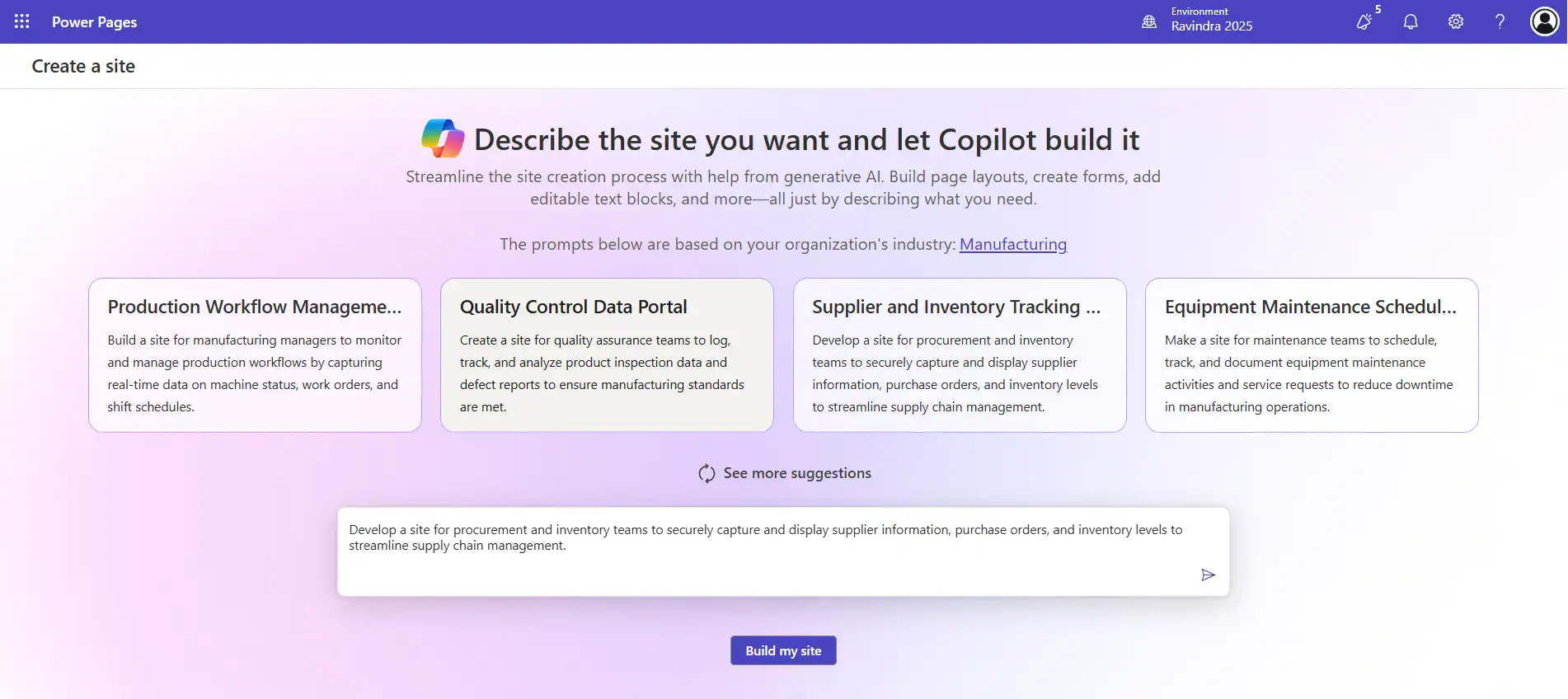 Create Power Pages Site by Copilot Agent 2026