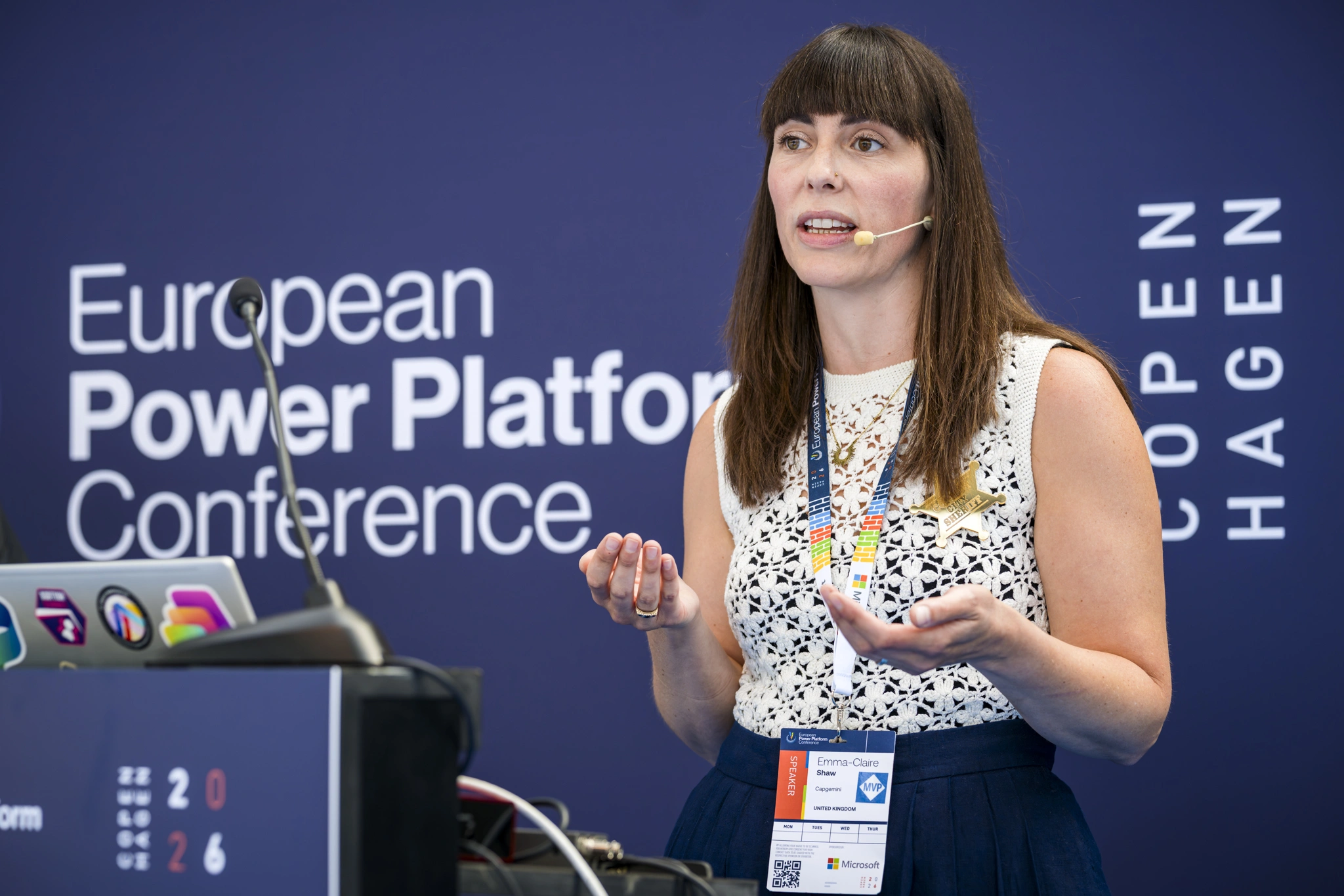 Emma-Claire Shaw speaking at the Inspire Stage