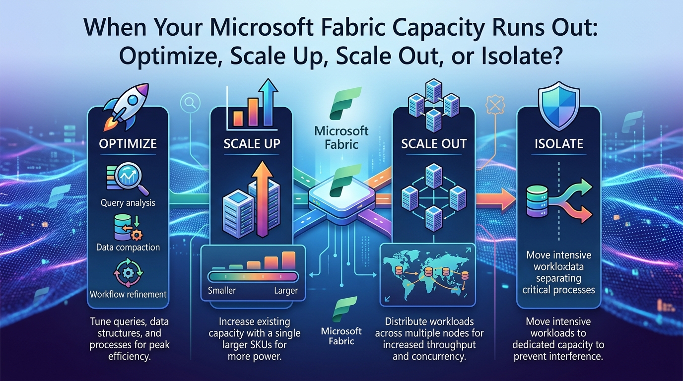 When Your Microsoft Fabric Capacity Runs Out: Optimize, Scale Up, Scale Out, or Isolate?